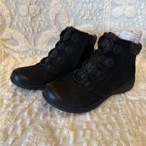 Clarks Black Knit-Trim Ankle Boots #574